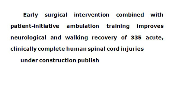 Early surgical intervention combined with patient-initiative ambulation training improves neurological and walking recovery of 335 acute, clinically complete human spinal cord injuries    under construction publish